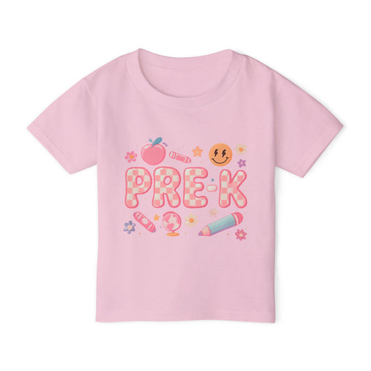 Pre-K Toddler T-Shirt — Cute Back-to-School Preschool Shirt with Crayon & Apple Design