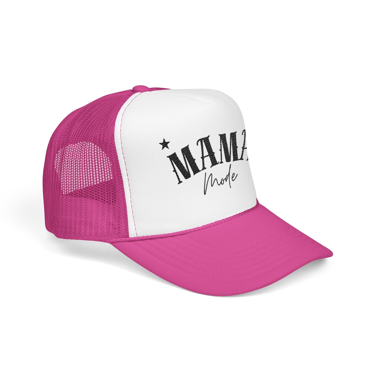 Mama Mode Trucker Hat — Vintage Script Foam Mesh Cap for Moms