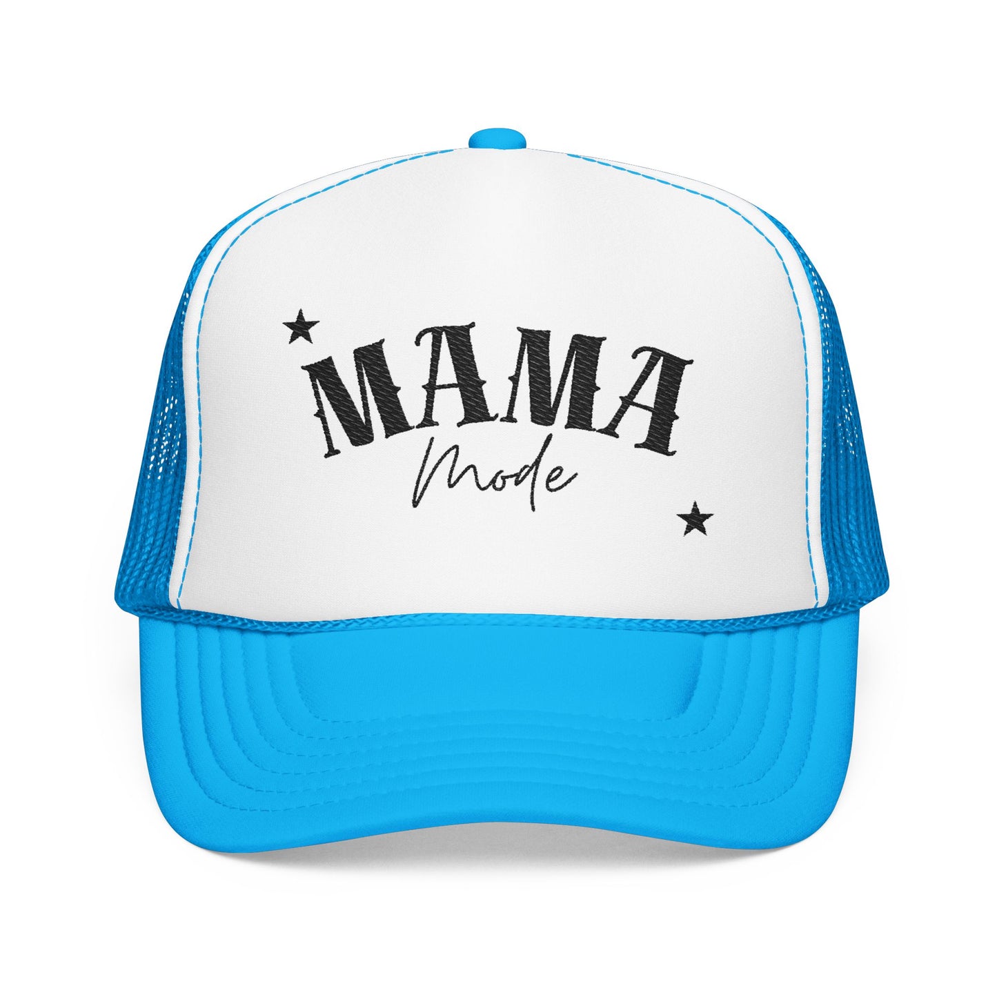 Mama Mode Trucker Hat — Vintage Script Foam Mesh Cap for Moms