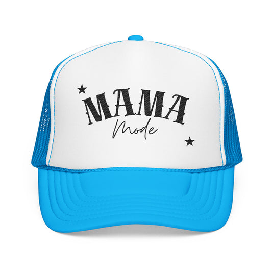 Mama Mode Trucker Hat — Vintage Script Foam Mesh Cap for Moms