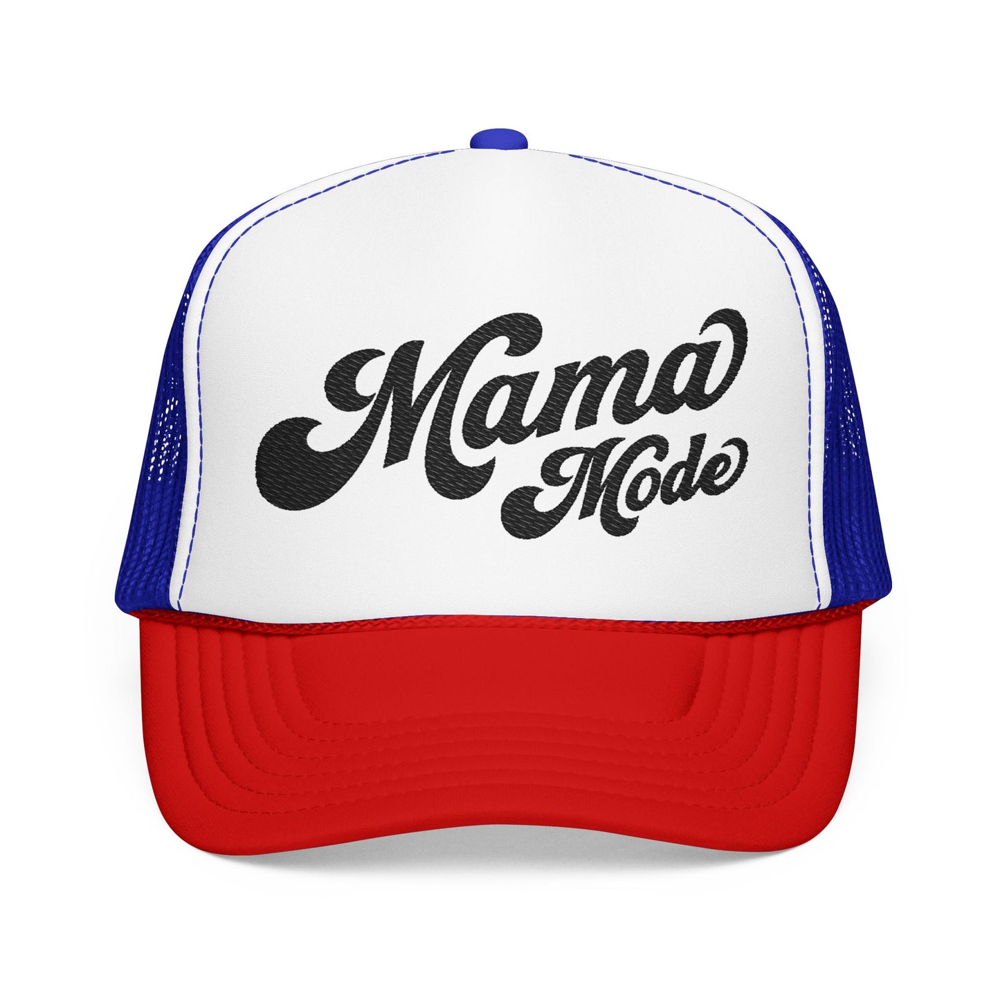 Mama Mode Trucker Hat — Vintage Script Foam Trucker Cap for Moms