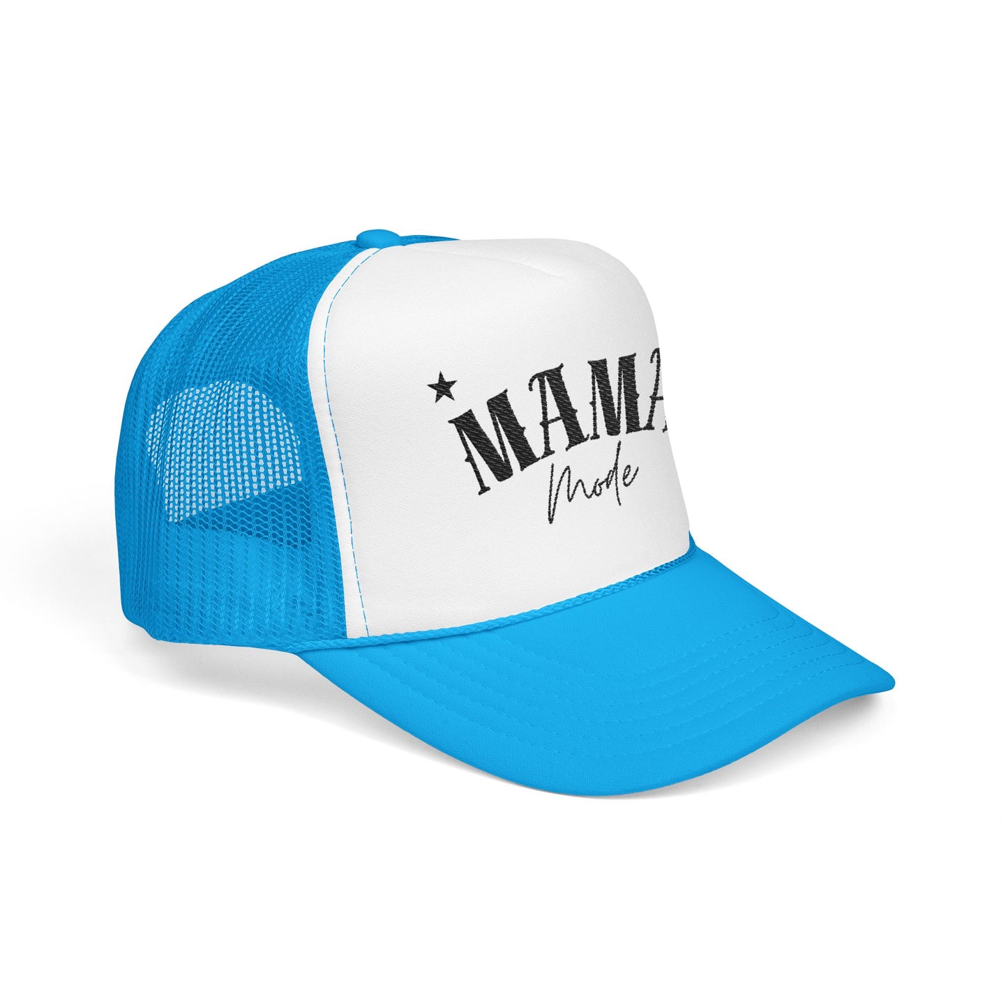 Mama Mode Trucker Hat — Vintage Script Foam Mesh Cap for Moms