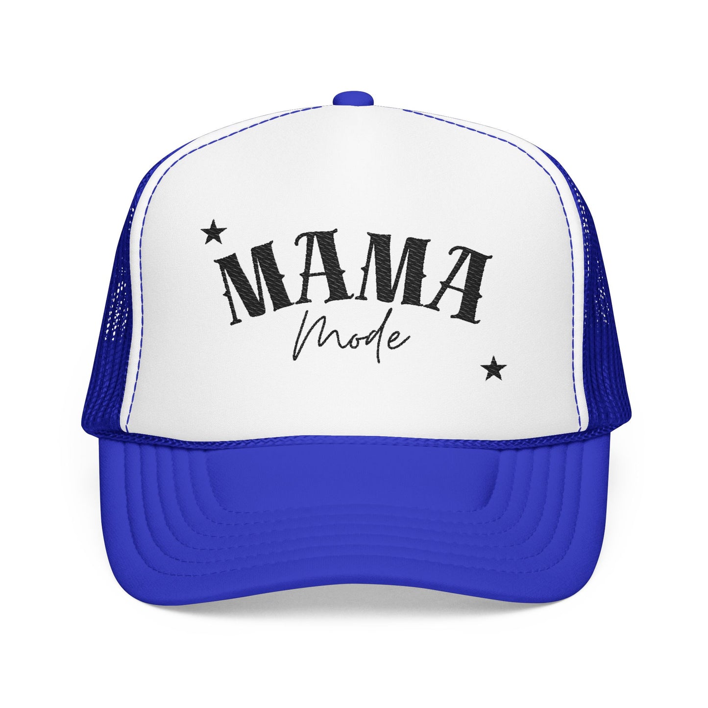 Mama Mode Trucker Hat — Vintage Script Foam Mesh Cap for Moms