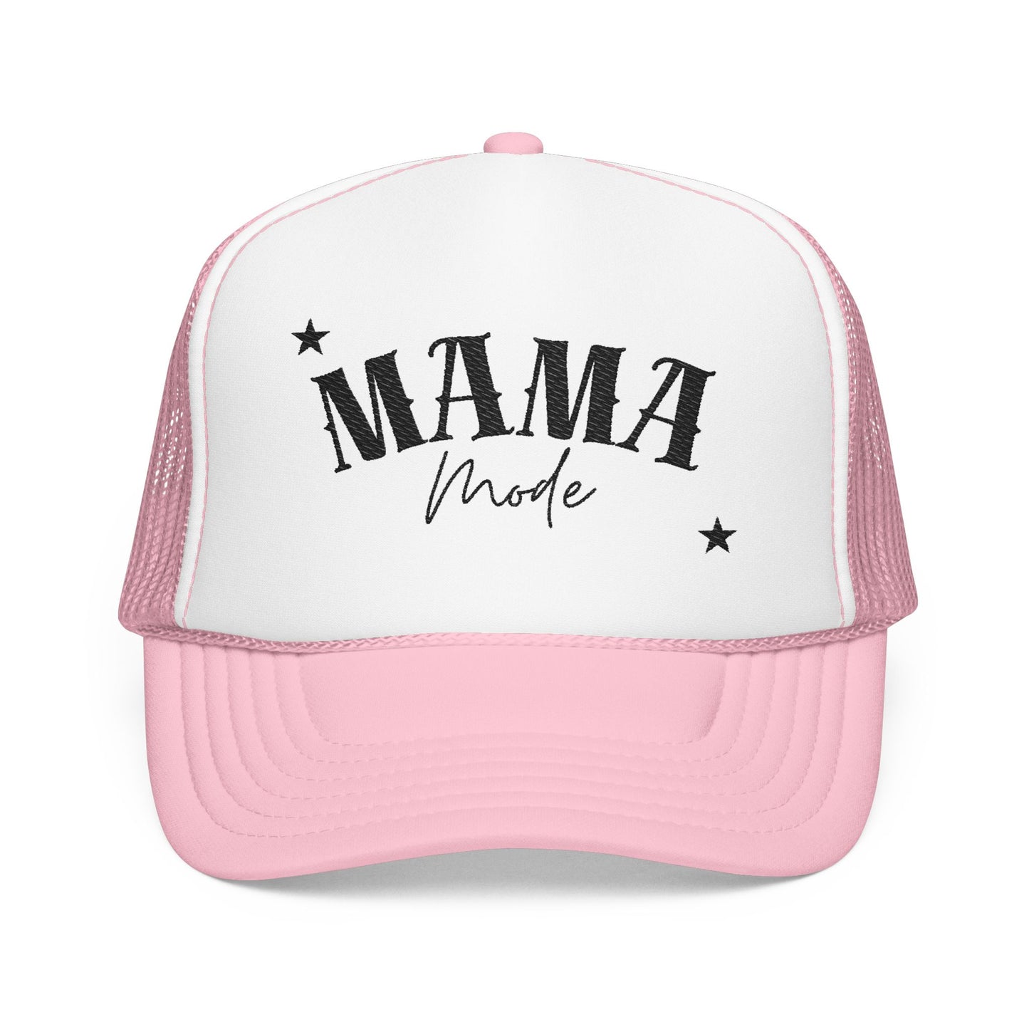Mama Mode Trucker Hat — Vintage Script Foam Mesh Cap for Moms