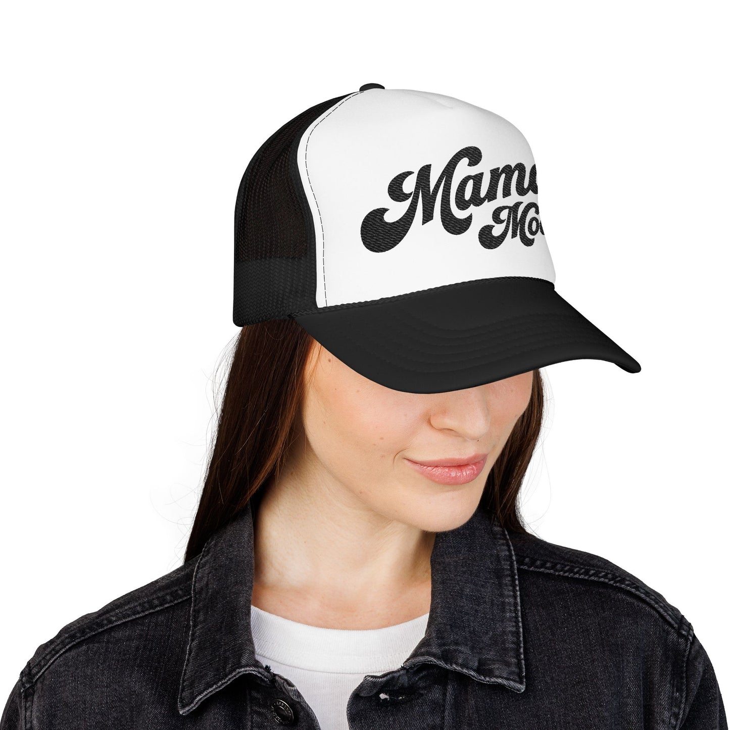 Mama Mode Trucker Hat — Vintage Script Foam Trucker Cap for Moms
