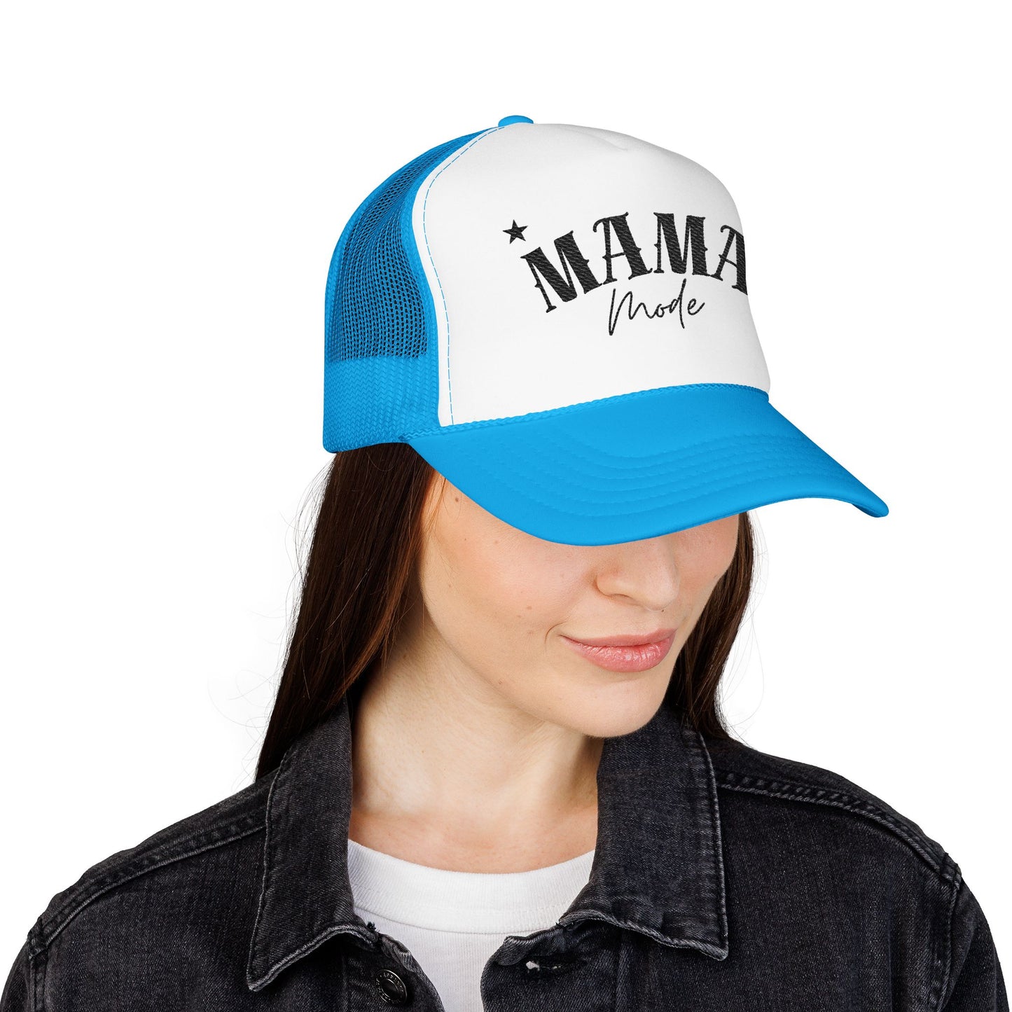 Mama Mode Trucker Hat — Vintage Script Foam Mesh Cap for Moms