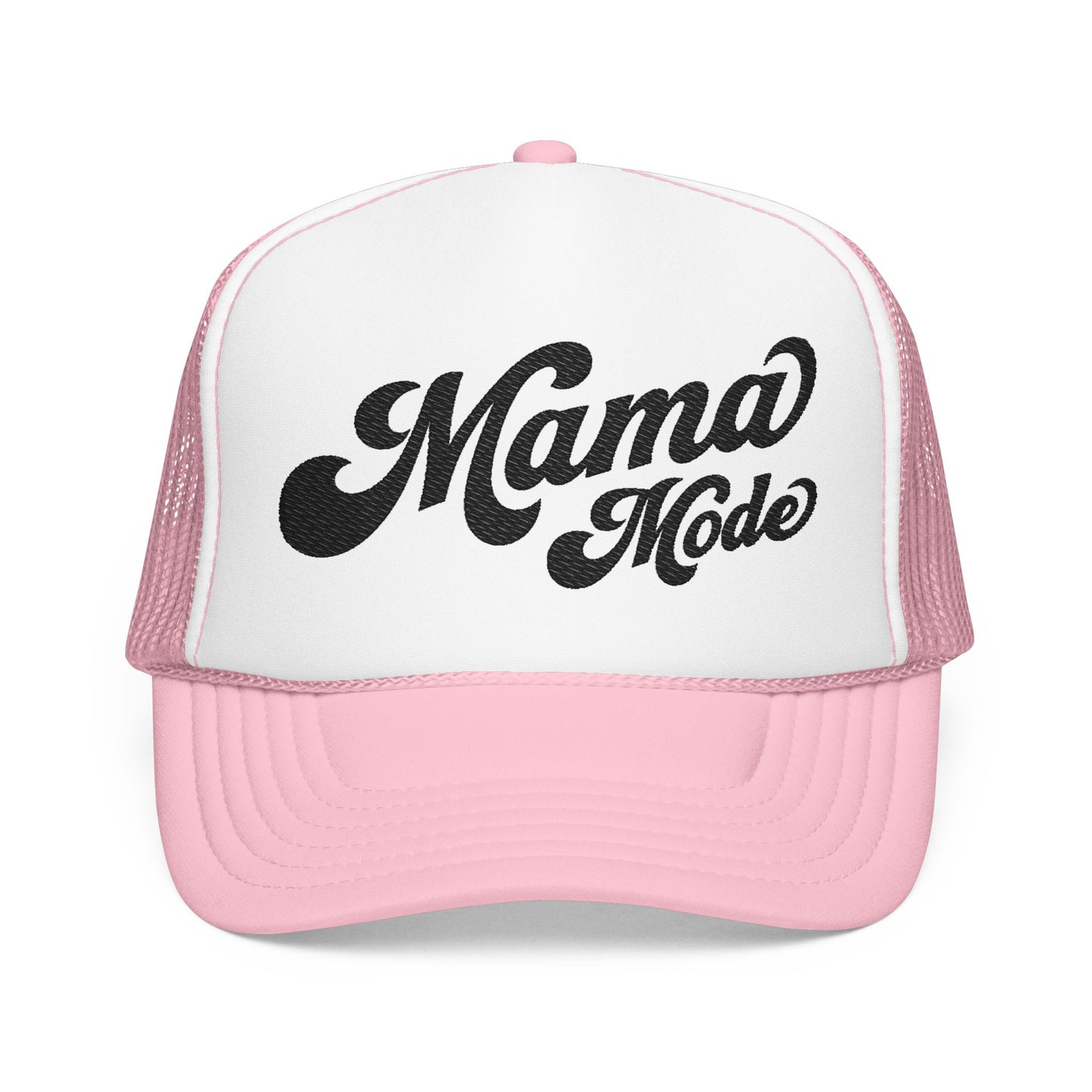 Mama Mode Trucker Hat — Vintage Script Foam Trucker Cap for Moms