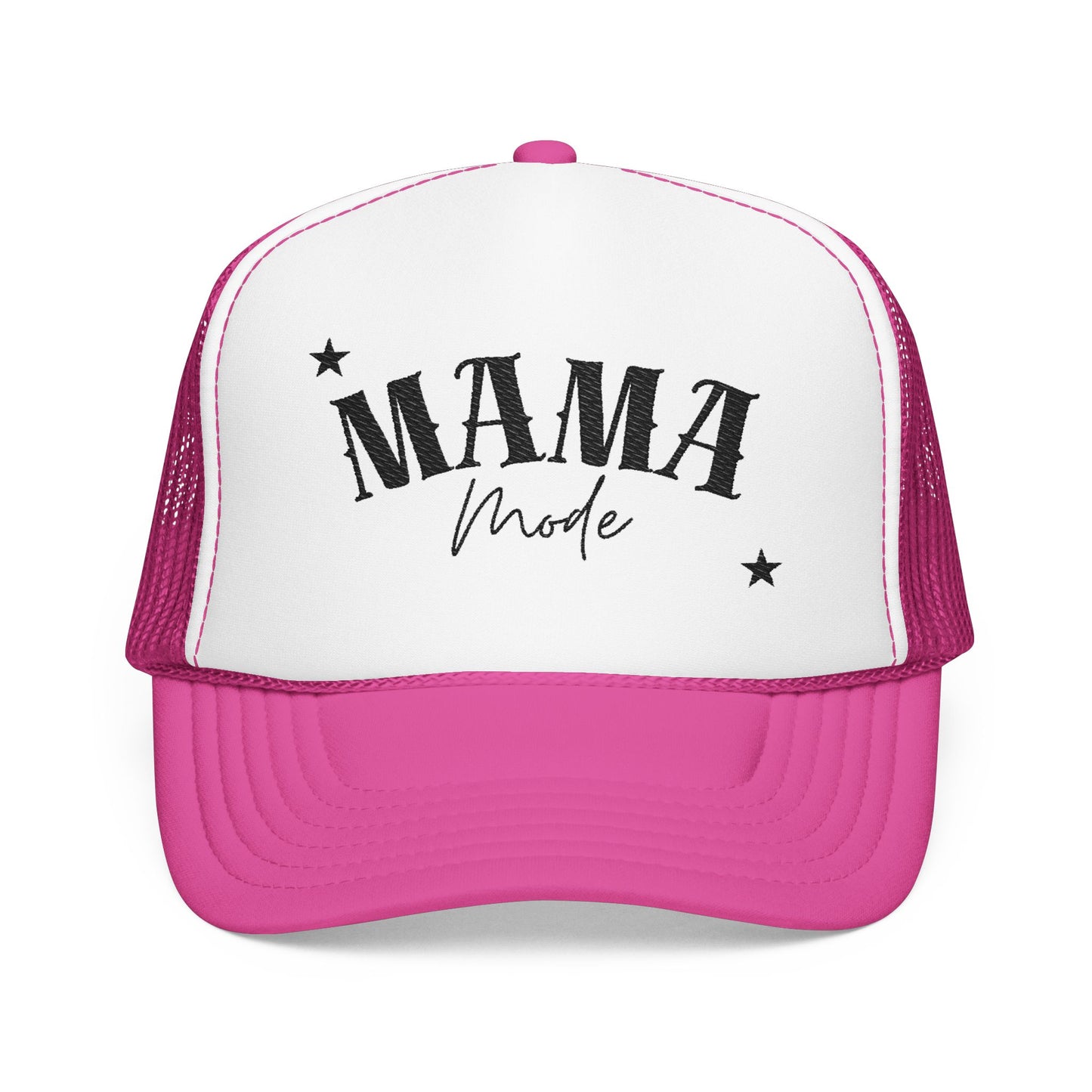 Mama Mode Trucker Hat — Vintage Script Foam Mesh Cap for Moms