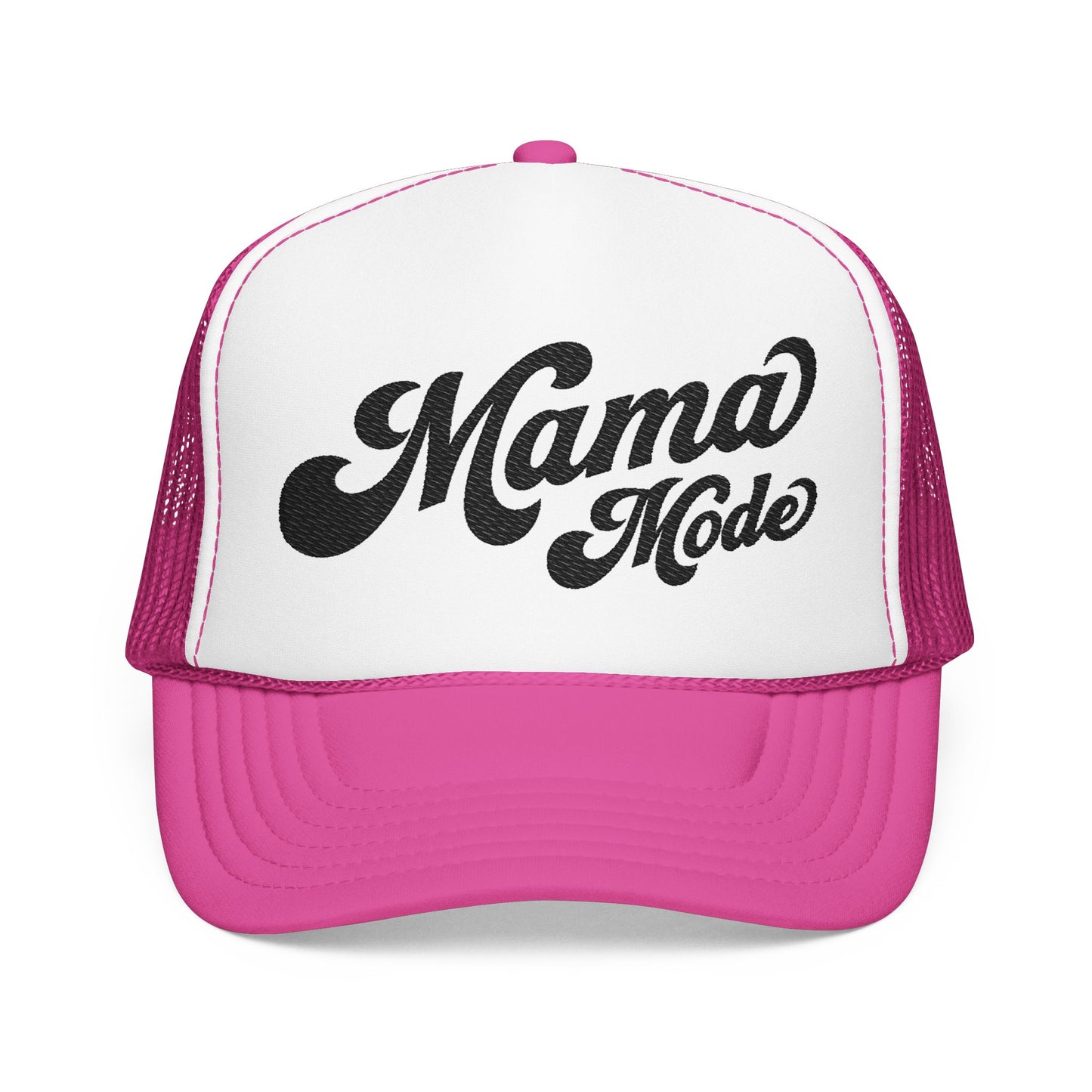 Mama Mode Trucker Hat — Vintage Script Foam Trucker Cap for Moms
