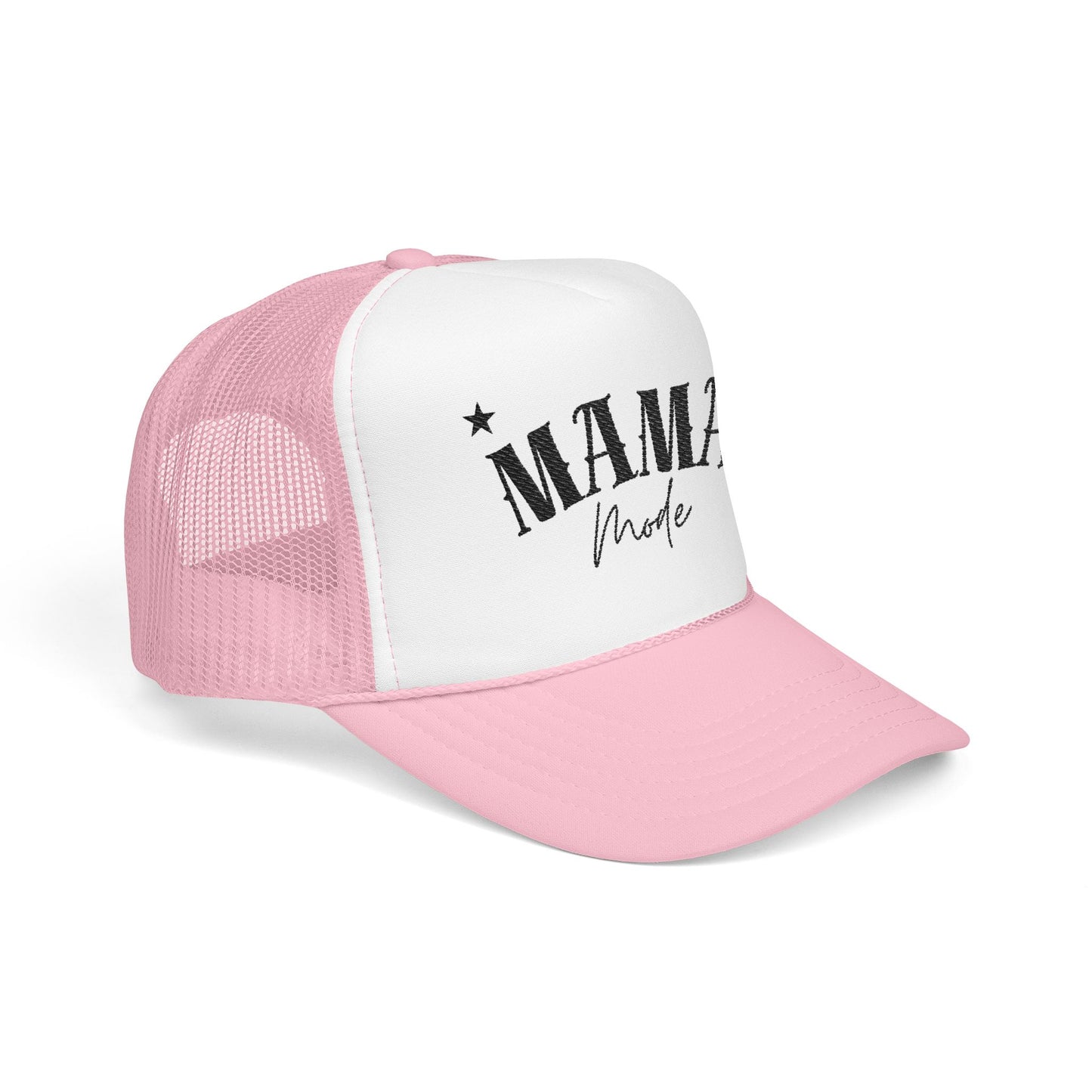 Mama Mode Trucker Hat — Vintage Script Foam Mesh Cap for Moms