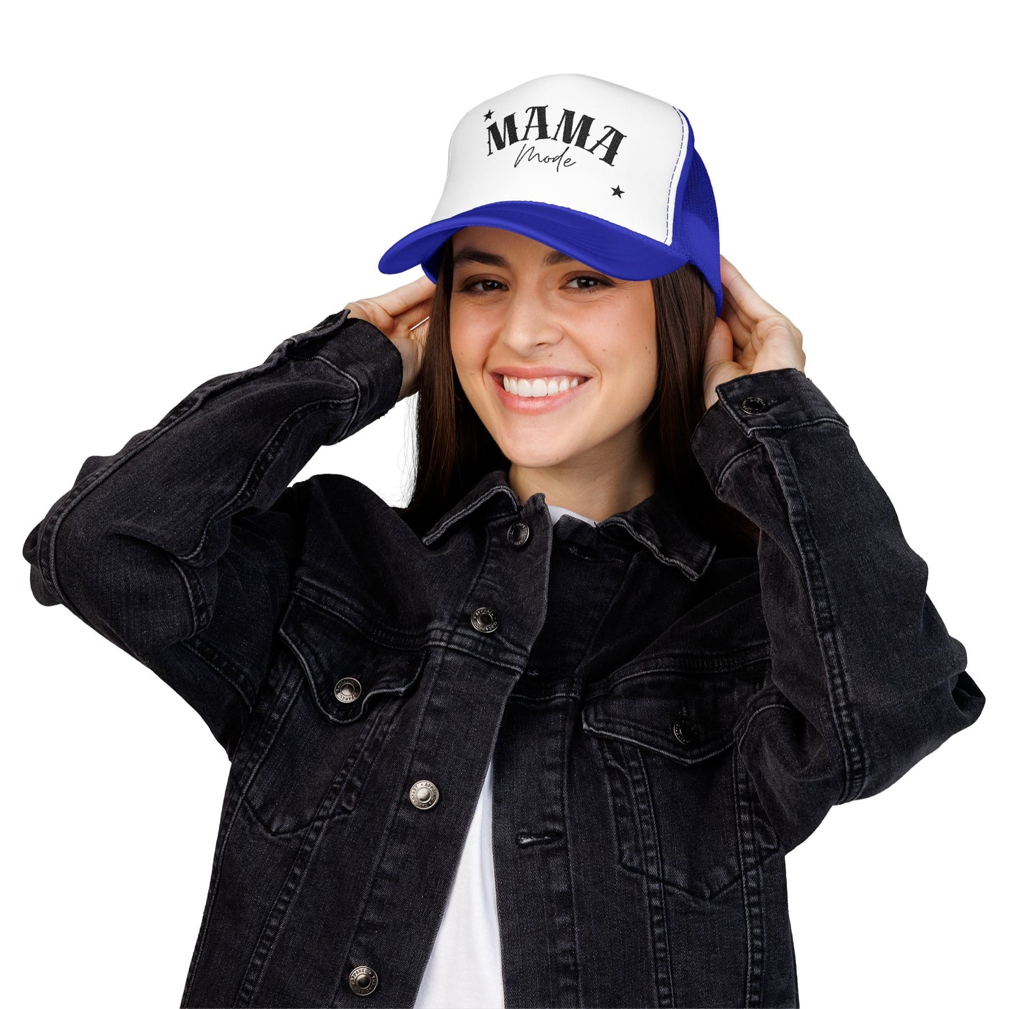 Mama Mode Trucker Hat — Vintage Script Foam Mesh Cap for Moms