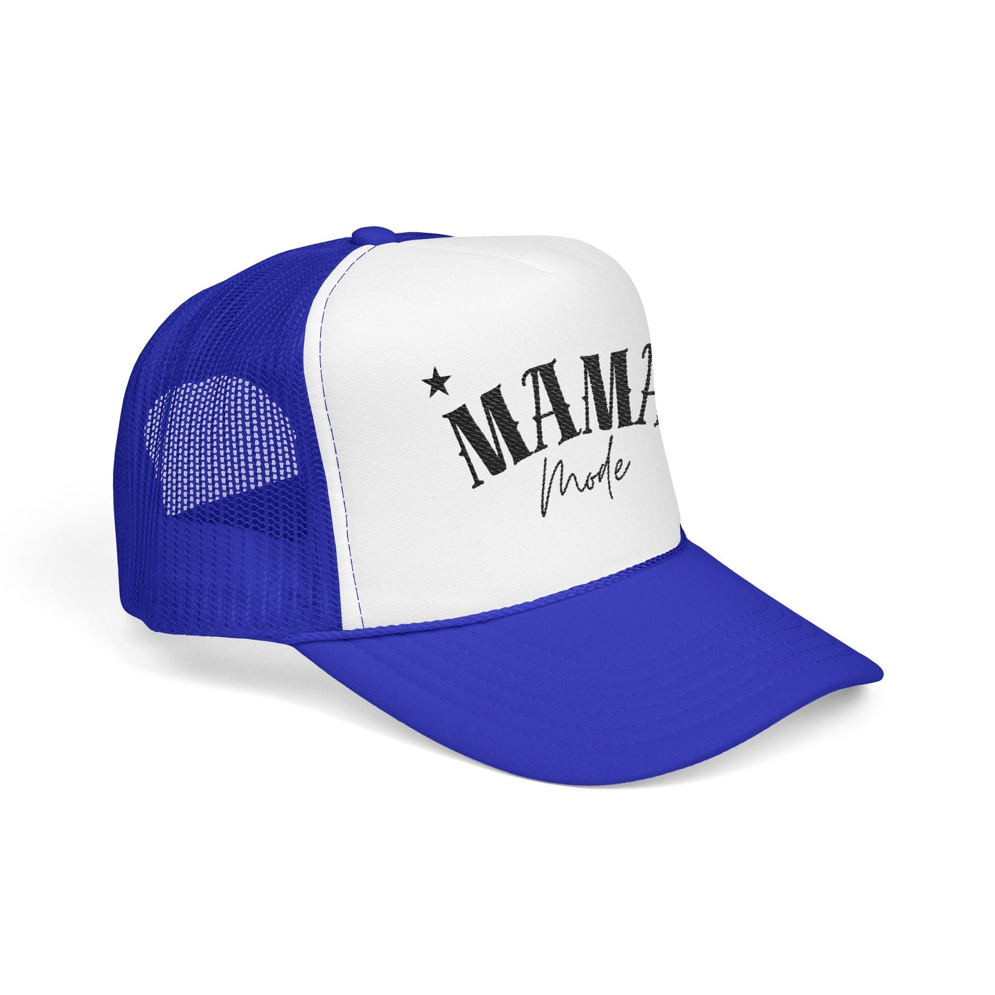 Mama Mode Trucker Hat — Vintage Script Foam Mesh Cap for Moms