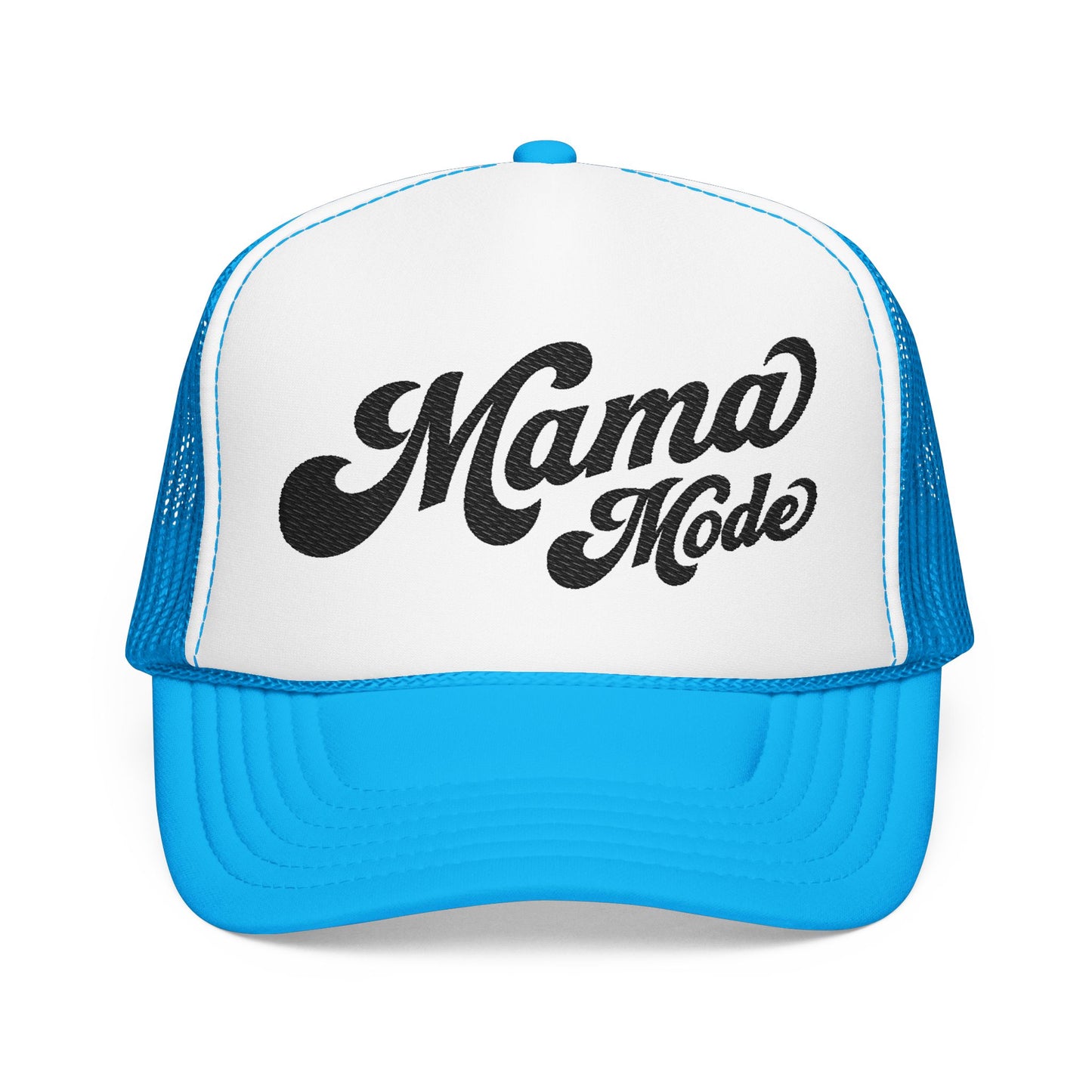 Mama Mode Trucker Hat — Vintage Script Foam Trucker Cap for Moms