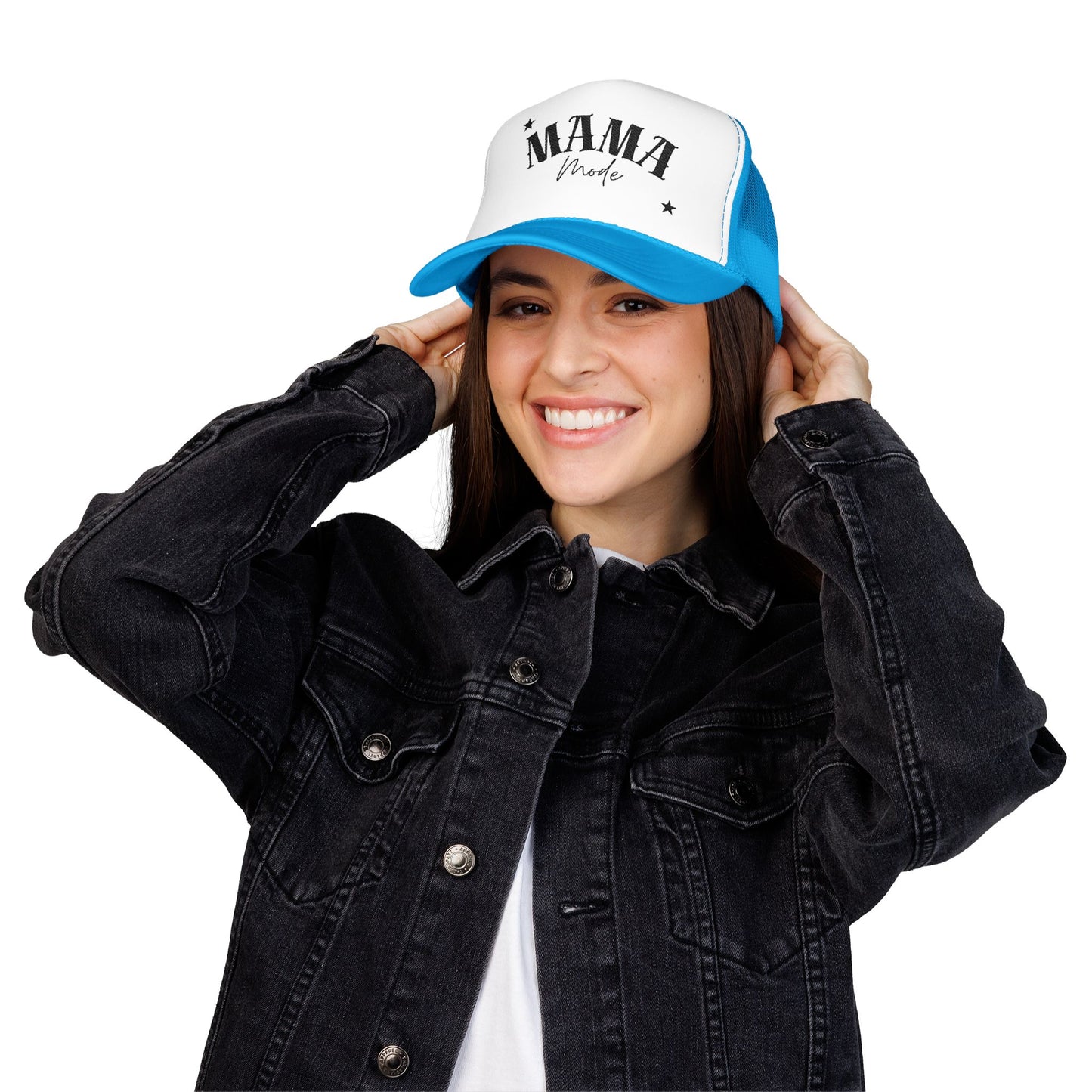Mama Mode Trucker Hat — Vintage Script Foam Mesh Cap for Moms